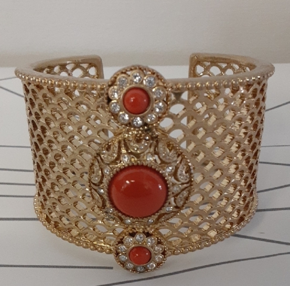 Lia Sophia Gold and Red Statement Bracelet